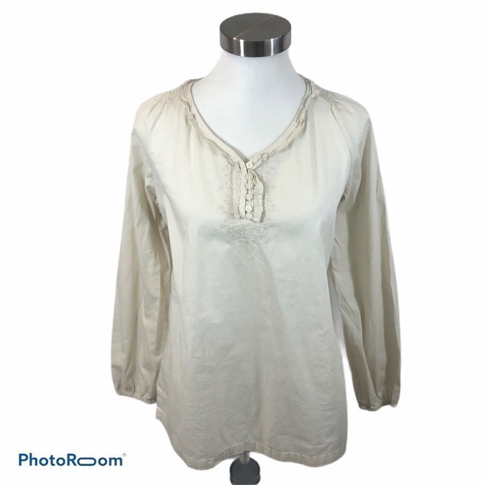 Ladies Bit & Bridle Cream Peasant Top Size Med‎